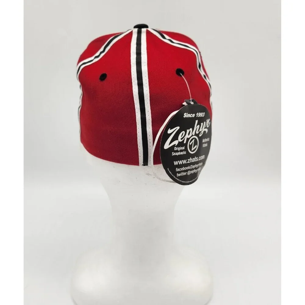 NWT Zephyr KB‎ Baseball Hat Cap Retro Fitted Youth Size Black Red Flat Brim NEW